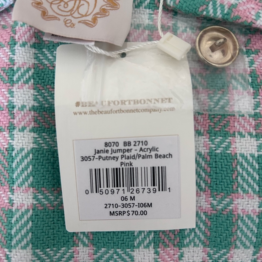 The Beaufort Bonnet Company Pink & Green Plaid Pinafore - Picture 2 of 3